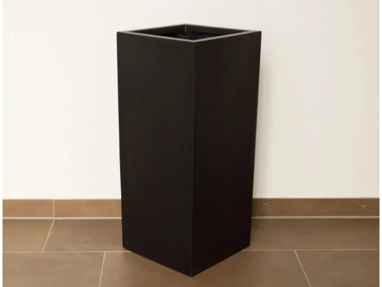 Elegant Einrichten Pflanzkübel Fiberglas Säule 38x38x70cm Elegant Schwarz-Matt