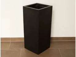 Elegant Einrichten Pflanzkübel Fiberglas Säule 38x38x70cm Elegant Schwarz-Matt