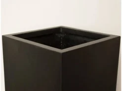 Elegant Einrichten Pflanzkübel Fiberglas Säule 38x38x70cm Elegant Schwarz-Matt