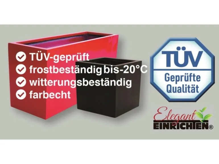 Elegant Einrichten Pflanzkübel Fiberglas Säule 38x38x70cm Elegant Schwarz-Matt