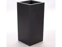 Elegant Einrichten Pflanzkübel Fiberglas Säule 38x38x70cm Elegant Schwarz-Matt