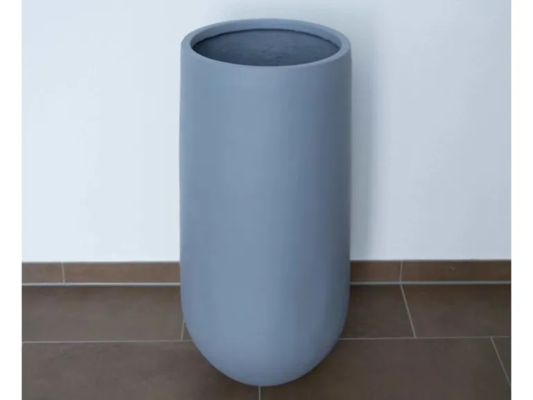 Elegant Einrichten Pflanzkübel Fiberglas Rund-Konisch D26xH56cm Grau