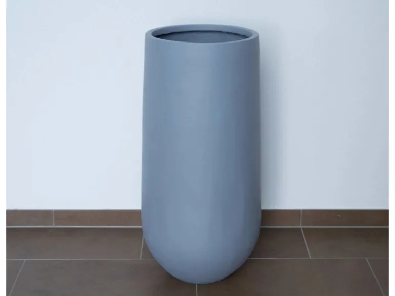 Elegant Einrichten Pflanzkübel Fiberglas Rund-Konisch D26xH56cm Grau