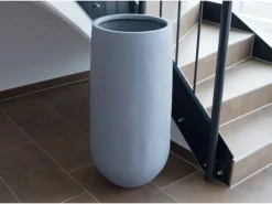 Elegant Einrichten Pflanzkübel Fiberglas Rund-Konisch D26xH56cm Grau