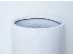 Elegant Einrichten Pflanzkübel Fiberglas Rund-Konisch D25xH55cm Hochglanz-Weiß