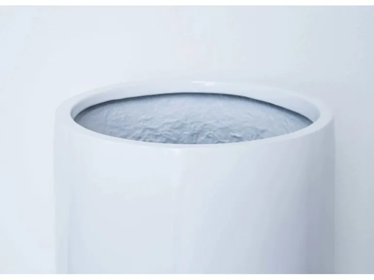 Elegant Einrichten Pflanzkübel Fiberglas Rund-Konisch D25xH55cm Hochglanz-Weiß