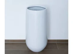 Elegant Einrichten Pflanzkübel Fiberglas Rund-Konisch D25xH55cm Hochglanz-Weiß