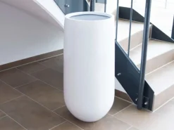 Elegant Einrichten Pflanzkübel Fiberglas Rund-Konisch D25xH55cm Hochglanz-Weiß