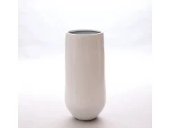 Elegant Einrichten Pflanzkübel Fiberglas Rund-Konisch D25xH55cm Hochglanz-Weiß