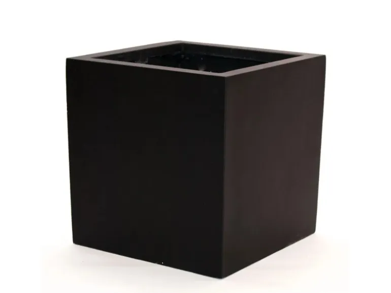 Elegant Einrichten Pflanzkübel Fiberglas Quadratisch 40x40x40cm Elegant-Schwarz-Matt