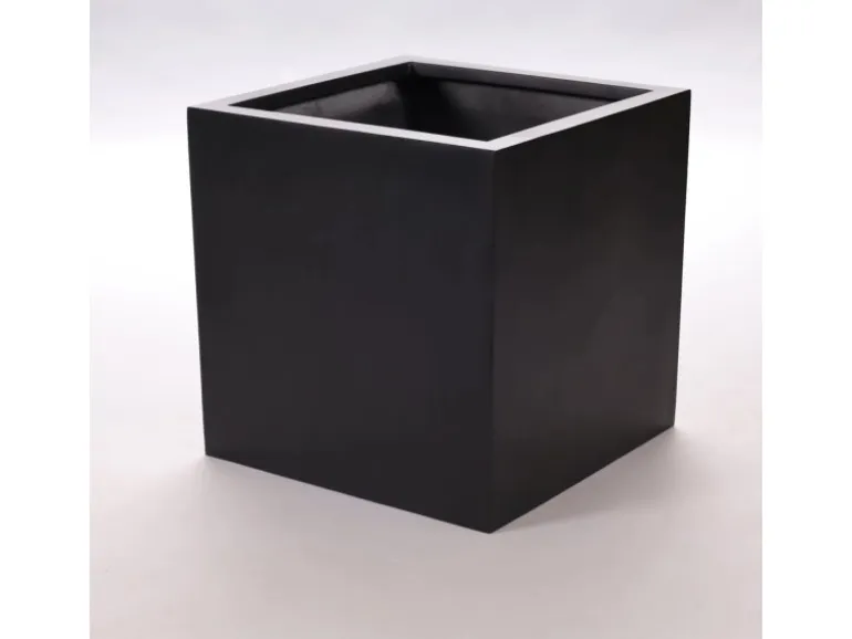 Elegant Einrichten Pflanzkübel Fiberglas Quadratisch 40x40x40cm Elegant-Schwarz-Matt