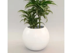 Elegant Einrichten Pflanzkübel Fiberglas Ball D40xH32cm Perlmutt-Weiß
