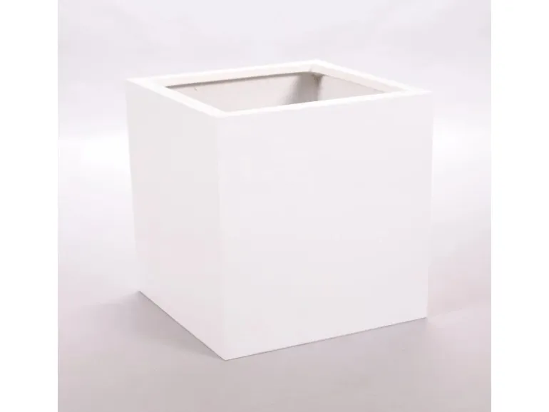 Elegant Einrichten Pflanzkübel Fiberglas Quadratisch 30x30x30cm Perlmutt-Weiß
