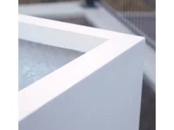 Elegant Einrichten Pflanzkübel Fiberglas Quadratisch 30x30x30cm Perlmutt-Weiß