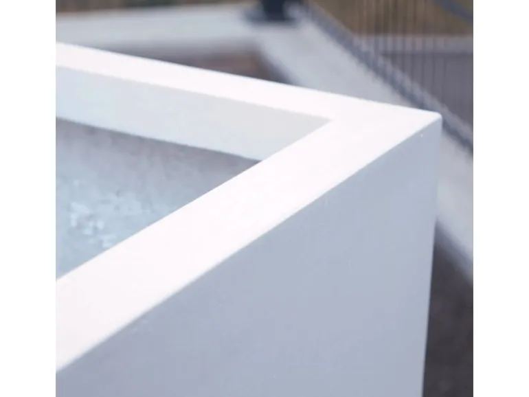 Elegant Einrichten Pflanzkübel Fiberglas Quadratisch 30x30x30cm Perlmutt-Weiß