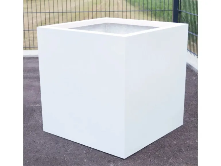Elegant Einrichten Pflanzkübel Fiberglas Quadratisch 30x30x30cm Perlmutt-Weiß