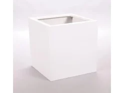 Elegant Einrichten Pflanzkübel Fiberglas Quadratisch 30x30x30cm Perlmutt-Weiß