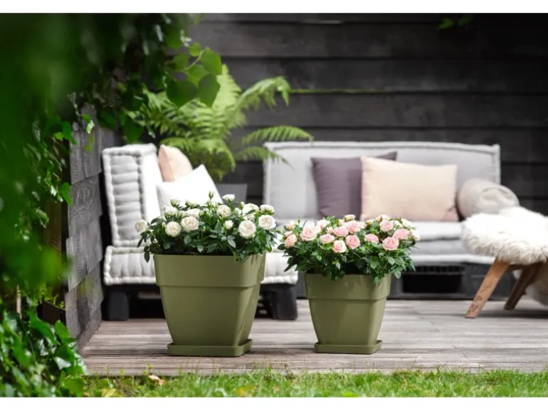 Elho Blumentopf Vibia Campana Viereckig 30 cm x 30 cm x 28 cm Salbeigrün