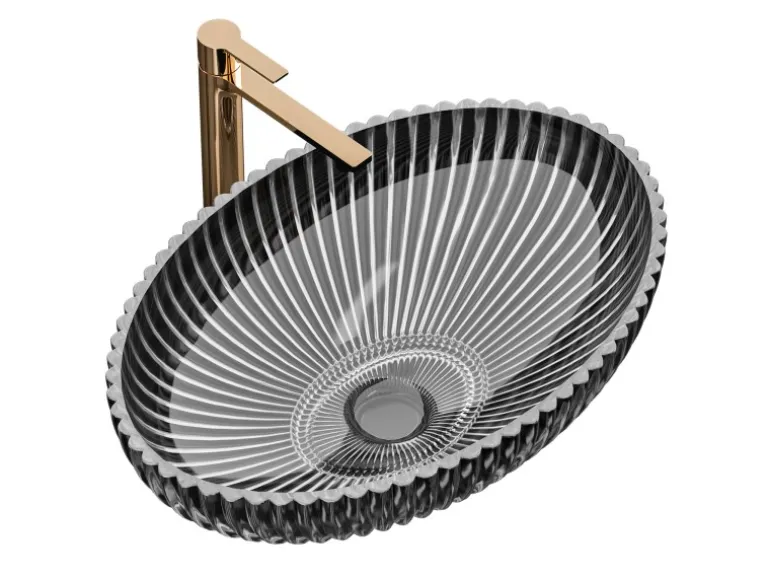 Emke Aufsatzwaschbecken 51 x 35 x 15 cm Schwarzes Glaswaschbecken Ovaler Waschbecken