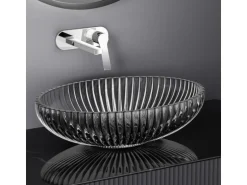 Emke Aufsatzwaschbecken 51 x 35 x 15 cm Schwarzes Glaswaschbecken Ovaler Waschbecken