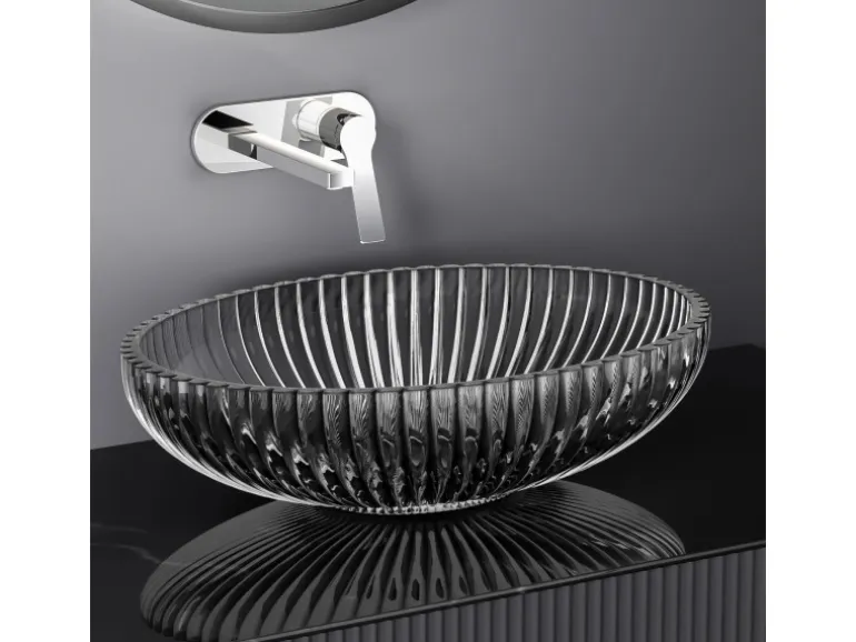 Emke Aufsatzwaschbecken 51 x 35 x 15 cm Schwarzes Glaswaschbecken Ovaler Waschbecken