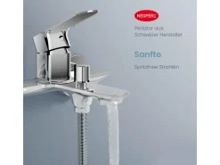 Emke Badarmatur für Badewannen Chrom mit Auslauf Wannenarmatur Einhebelmischer Brausebatterie