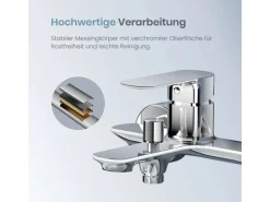 Emke Badarmatur für Badewannen Chrom mit Auslauf Wannenarmatur Einhebelmischer Brausebatterie