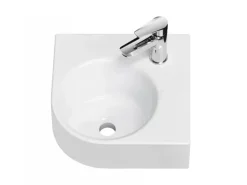 Emke Badezimmerwaschbecken 44 x 38,5 x 15,5 cm Gewelltes Miniwaschbecken Wandmontage Hochweiß