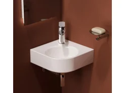 Emke Badezimmerwaschbecken 44 x 38,5 x 15,5 cm Gewelltes Miniwaschbecken Wandmontage Hochweiß