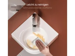 Emke Badezimmerwaschbecken 44 x 38,5 x 15,5 cm Gewelltes Miniwaschbecken Wandmontage Hochweiß