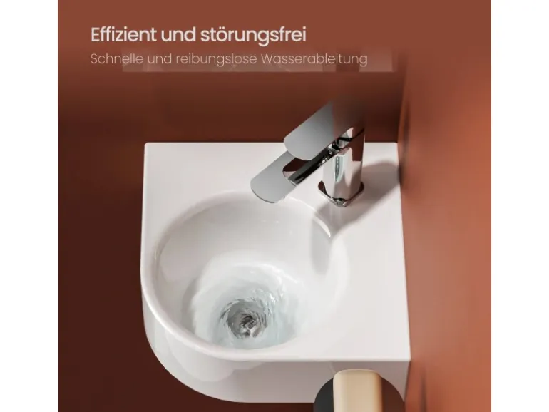 Emke Badezimmerwaschbecken 44 x 38,5 x 15,5 cm Gewelltes Miniwaschbecken Wandmontage Hochweiß