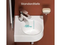 Emke Badezimmerwaschbecken 44 x 38,5 x 15,5 cm Gewelltes Miniwaschbecken Wandmontage Hochweiß