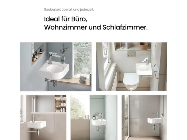 Emke Badezimmerwaschbecken 44 x 38,5 x 15,5 cm Gewelltes Miniwaschbecken Wandmontage Hochweiß