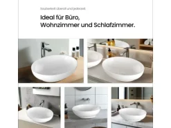 Emke Handwaschbecken 52 x 39,5 x 13 cm Ovales Keramikwaschbecken Weiß Glänzend