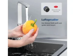 Emke Küchenarmatur Chrom im Ultradünnen Design 30x22x10 cm Küchenarmatur Drehbar Wasserhahn