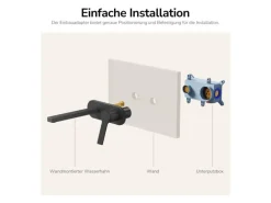 Emke Wand Waschtischarmatur Inklusive Grundkörper 288 x 210 x 70 mm Schwarz Mischbatterie für Waschbecken