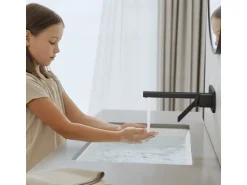 Emke Wand Waschtischarmatur Inklusive Grundkörper 288 x 210 x 70 mm Schwarz Mischbatterie für Waschbecken