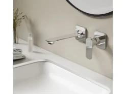 Emke Wand Waschtischarmatur Inklusive Grundkörper 233 x 127 x 110 mm Verchromt Mischbatterie für Waschbecken