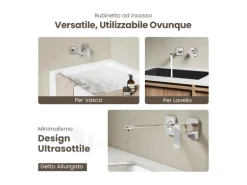 Emke Wand Waschtischarmatur Inklusive Grundkörper 233 x 127 x 110 mm Verchromt Mischbatterie für Waschbecken