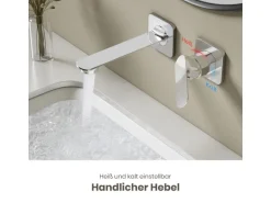 Emke Wand Waschtischarmatur Inklusive Grundkörper 233 x 127 x 110 mm Verchromt Mischbatterie für Waschbecken