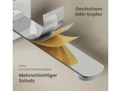 Emke Wand Waschtischarmatur Inklusive Grundkörper 233 x 127 x 110 mm Verchromt Mischbatterie für Waschbecken