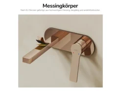 Emke Wand Waschtischarmatur Inklusive Grundkörper 288 x 210 x 70 mm Rosengold Mischbatterie für Waschbecken