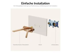 Emke Wand Waschtischarmatur Inklusive Grundkörper 288 x 210 x 70 mm Rosengold Mischbatterie für Waschbecken