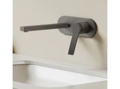 Emke Wand Waschtischarmatur Inklusive Grundkörper 288 x 210 x 70 mm Anthrazit Mischbatterie für Waschbecken