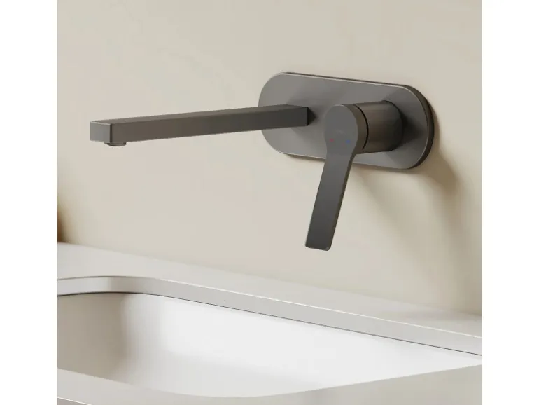 Emke Wand Waschtischarmatur Inklusive Grundkörper 288 x 210 x 70 mm Anthrazit Mischbatterie für Waschbecken