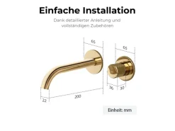 Emke Waschtischarmatur Unterputz für Wandmontage Champagnergold Wasserhahn Badarmatur