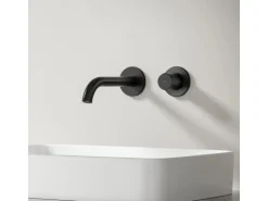 Emke Waschtischarmatur Unterputz für Wandmontage Schwarz Matt Wasserhahn Badarmatur