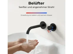 Emke Waschtischarmatur Unterputz für Wandmontage Schwarz Matt Wasserhahn Badarmatur