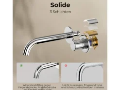 Emke Waschtischarmatur Unterputz für Wandmontage Chrom Wasserhahn Badarmatur