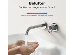 Emke Waschtischarmatur Unterputz für Wandmontage Chrom Wasserhahn Badarmatur